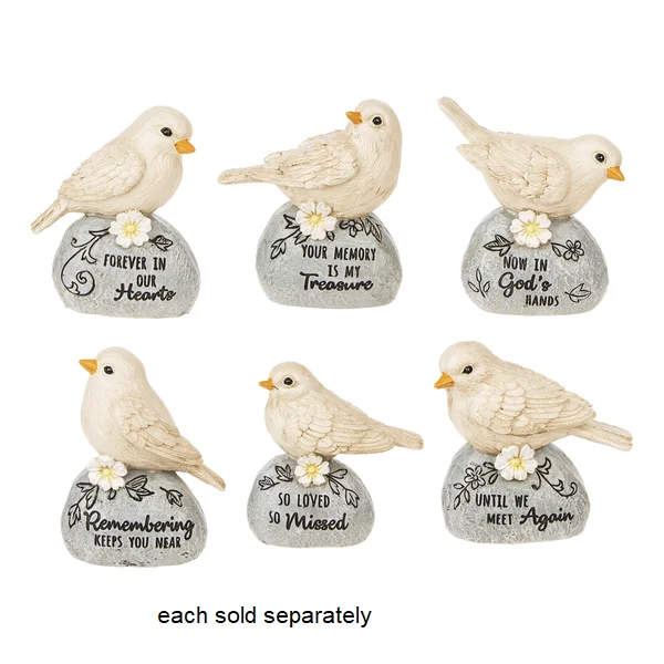 Memorial White Bird On Rock Figurine