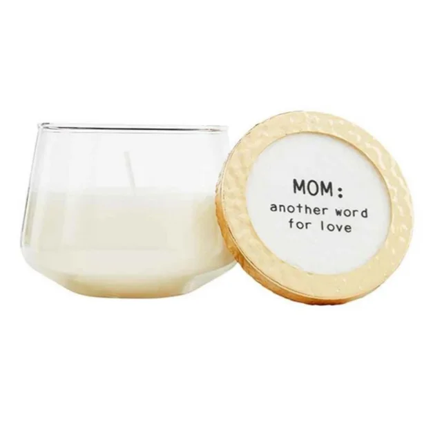 Mom Another Word for Love Glass Candle with Gold Lid