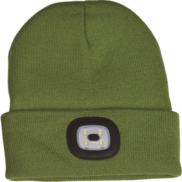 Night Scout™ Rechargeable LED Olive Green Beanie Hat