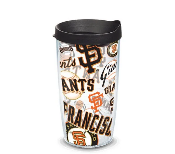 San Francisco Giants MLB® Logo All Over Black Lid 16 oz Tervis Tumbler