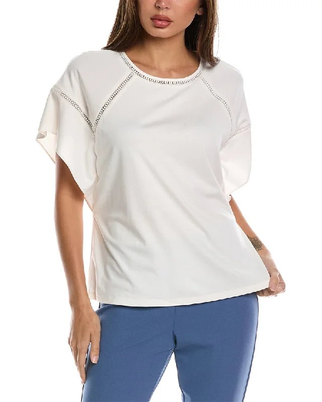 Tasseled T-ShirtsAnne Klein Flounce Sleeve T-Shirt