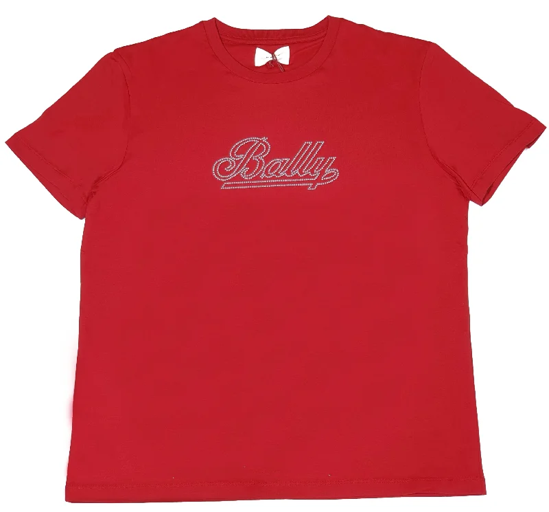 Fringed T-ShirtsBally 6248613 Women's Red 100% Cotton Studs Logo T-Shirt