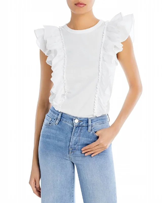 Gym T-ShirtsBardot Ruffle T-Shirt In White