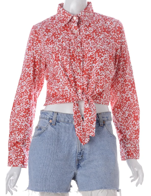 Off-Shoulder T-ShirtsLabel Jessie Cropped Patterned Shirt With Tie Front