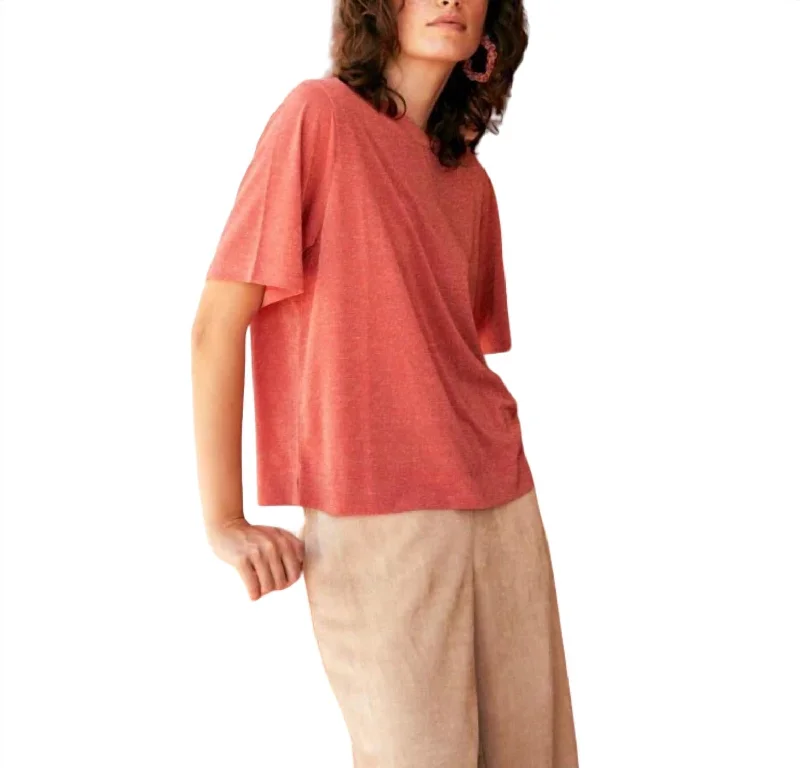 Casual T-ShirtsIora Lurex Jersey T-Shirt In Coral