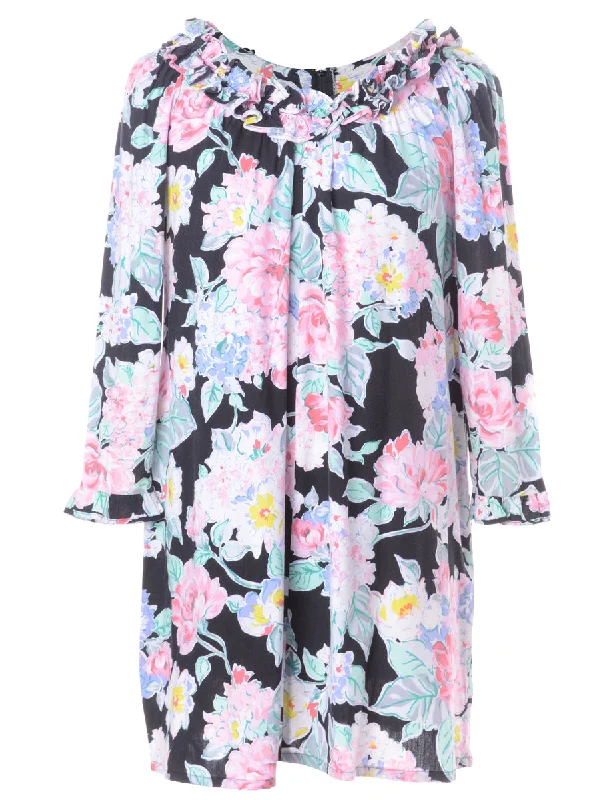 Longline T-ShirtsLabel Floral Short Dress