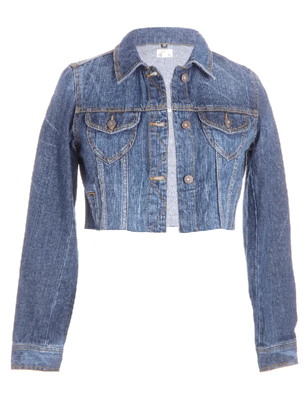 Leather-Paneled T-ShirtsLabel Kylie Raw Edge Cropped Denim Jacket