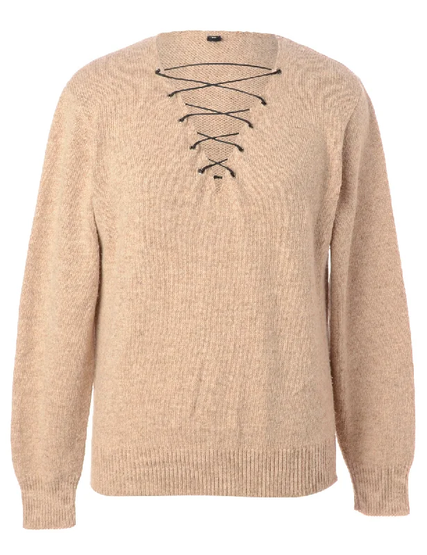 Fishing T-ShirtsLabel Light Brown Lace Up Jumper