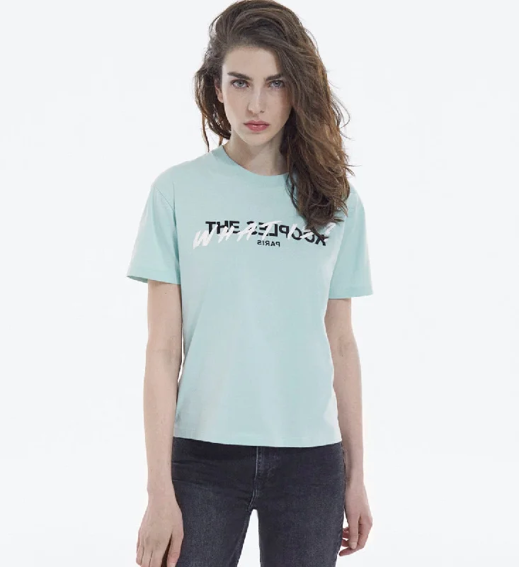 Hemp T-ShirtsLight Green Cotton T-shirt With Inverted Logo