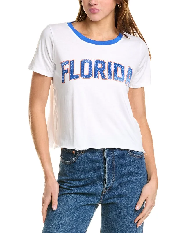 Plush T-ShirtsPrince Peter Florida Distressed Print Boyfriend Crop T-Shirt