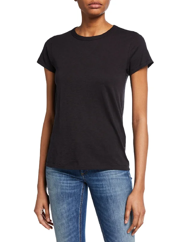 Metallic T-ShirtsRag & Bone Jean Women's Black The Tee Crew Neck Solid Short Sleeve T-Shirt