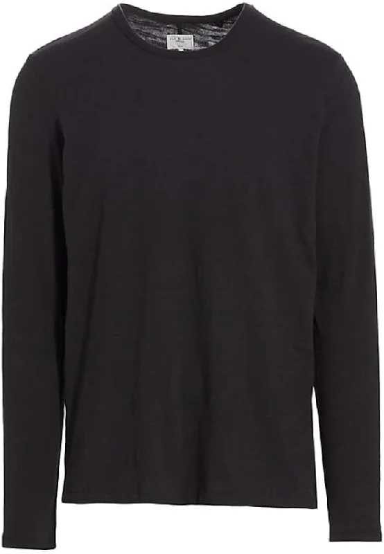 Velvet T-ShirtsRag & Bone Men Classic L/S Tee Crew Neck Cotton Pullover T-Shirt Black