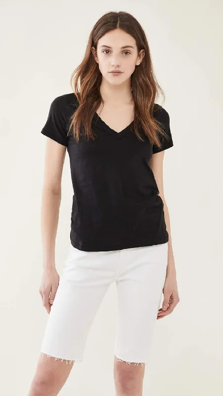 Lounge T-ShirtsRag & Bone Women The Vee Tee Black Short Sleeve Cotton T-Shirt