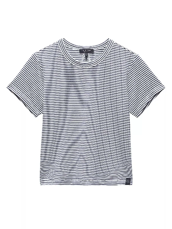 Polyester T-ShirtsRag & Bone Women's Luca Striped Baby Tee T-Shirt, Black/White