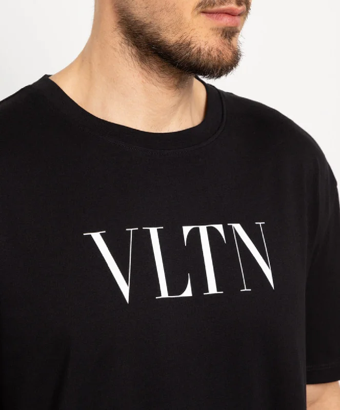 Embellished T-ShirtsValentino Garavani Men's Black White Logo Short Sleeve VLTN T-Shirt