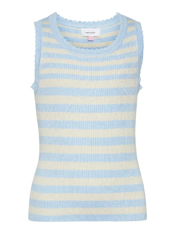 Vero Moda Girl Fiji Stripe Sleeveless Vest, Dutch Canal