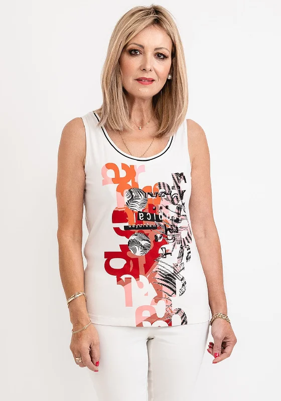 Barbara Lebek Graphic Print Vest Top, White Multi