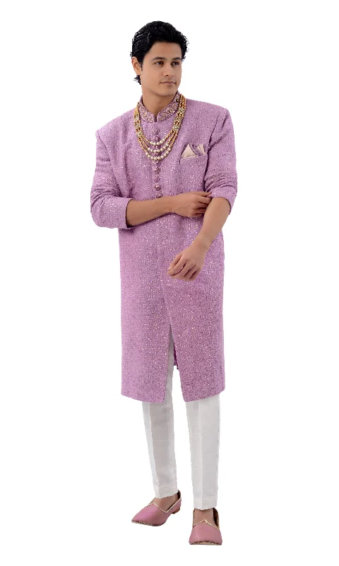 Graceful Lavender Designer Indo Western Sherwani Set-RK1232