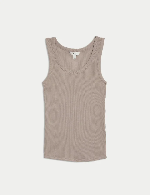 Cotton Rich Ribbed Slim Fit Vest Top