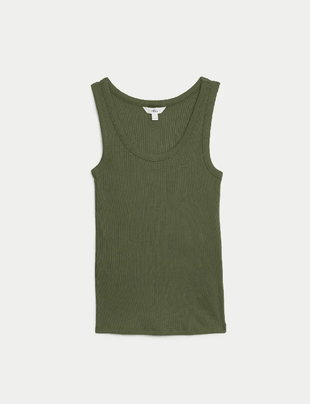 Cotton Rich Ribbed Slim Fit Vest Top