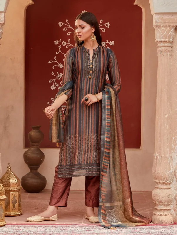 Digital Printed Silk Suit Set 3583