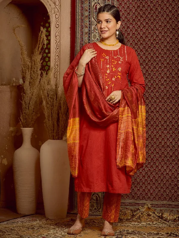 Embroidered Handloom Cotton Suit Set 3698