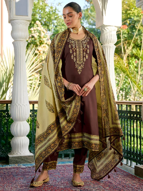 Embroidered Rayon Suit Set 3857