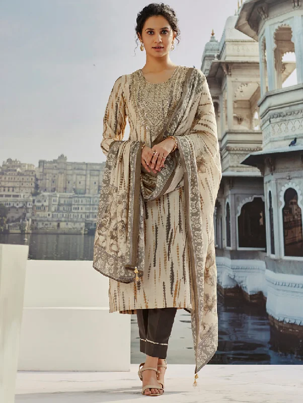 Embroidered Viscose Modal Silk Suit Set 3879