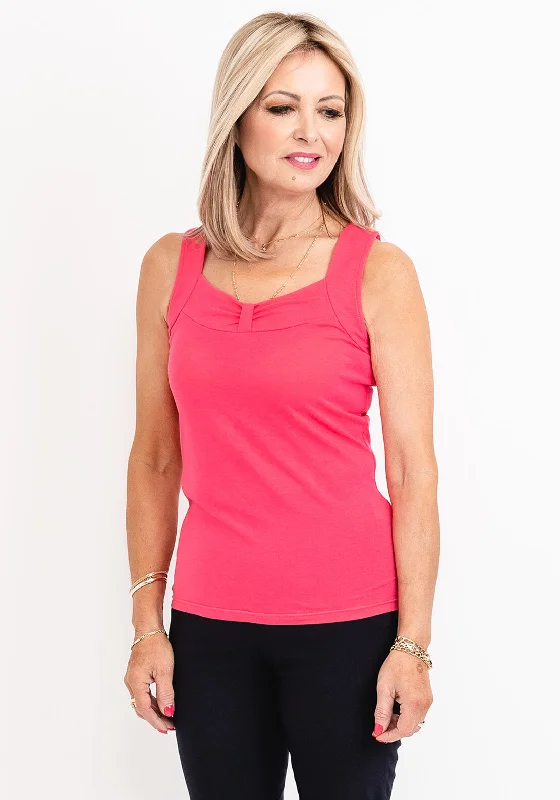 Micha Bow Neckline Vest Top, Hot Pink