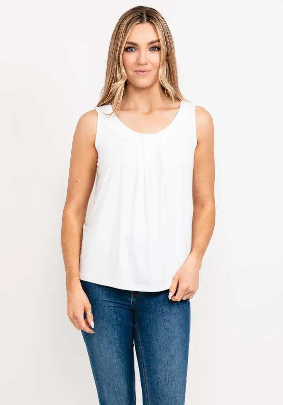 Micha Pleat Neckline Vest Top, White