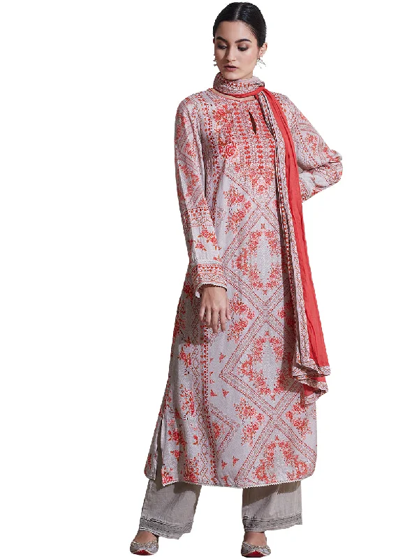 Ritu Kumar Peach Printed Suit Set