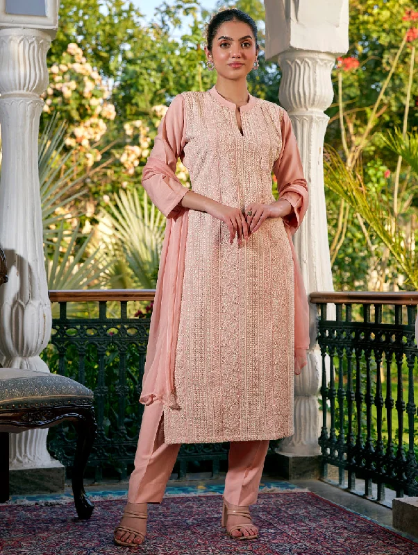 Schiffli Embroidered Rayon Suit Set 3868