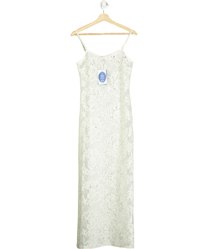 4th & Reckless White Agnes Crochet-pattern Knitted Maxi Dress UK 6Prom Dress