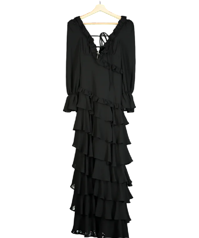 ALB Anne Louise Black Ruffle Maxi Dress UK XSKaftan Dress