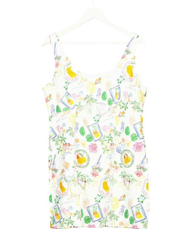 Aligne Multicoloured Souvenir Print Dress UK 12Empire Waist Dress