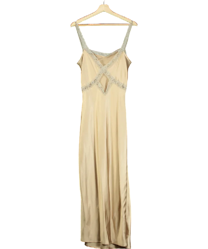 Anthropologie Beige Lace-trimmed Reversible Slip Dress UK SModern Dress