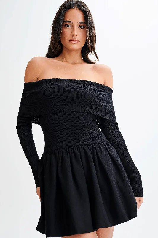 Atlanta Long Sleeve Mini Dress - BlackShift Dress