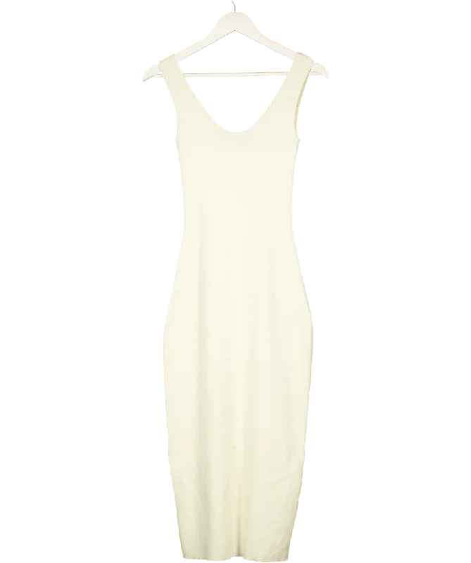 BOA Cream Heavy Ribbed Racer Maxi Dress UK XSDance Dress