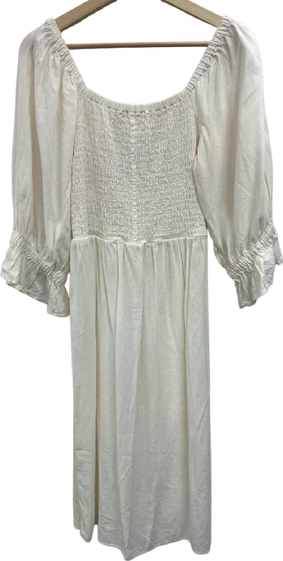 By Very White Smocked Midi Dress UK 14Slit Dress