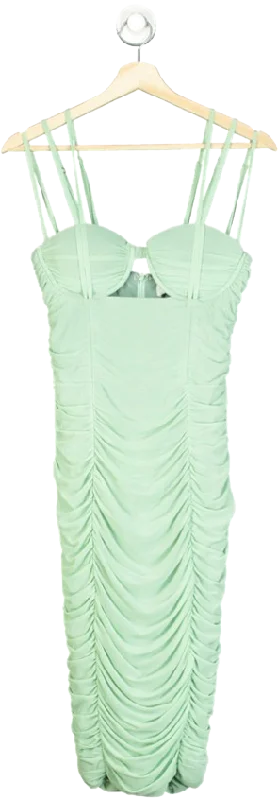 Club L Green Strappy Ruched Detail Midi Dress UK 8Mini Dress