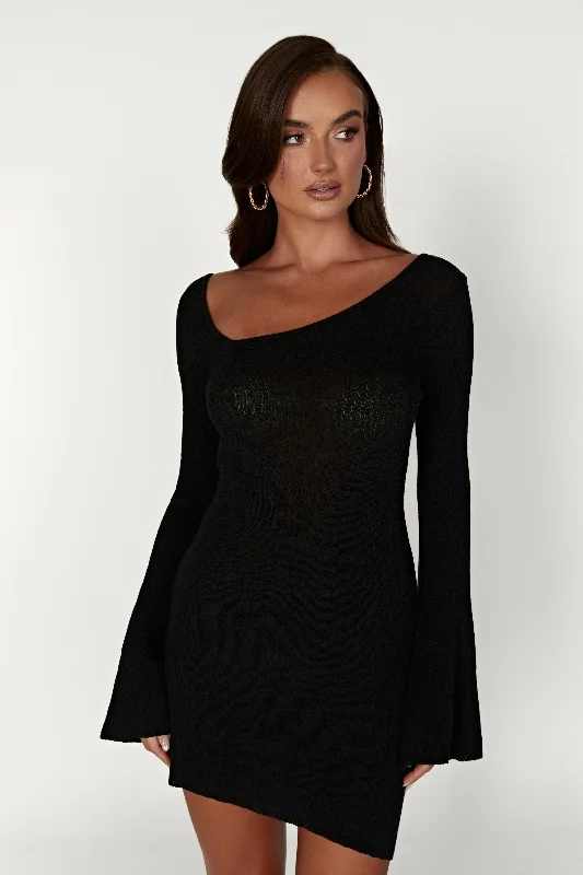 Ember Dry Handle Knit Mini Dress - BlackSari Dress