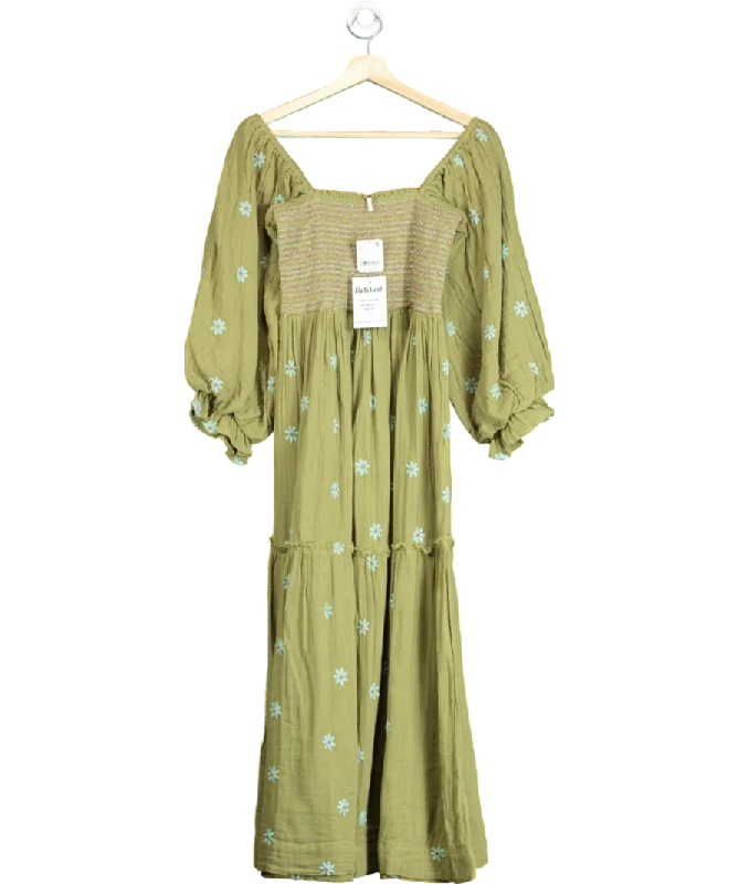 Free People Green Dahlia Embroidered Maxi Dress UK XSGypsy Dress