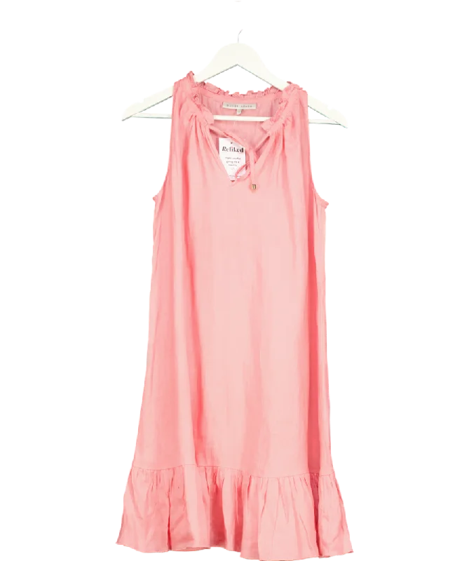 Heidi Klein Pink Ruffle Mini Dress 100% Linen UK SGeometric Dress