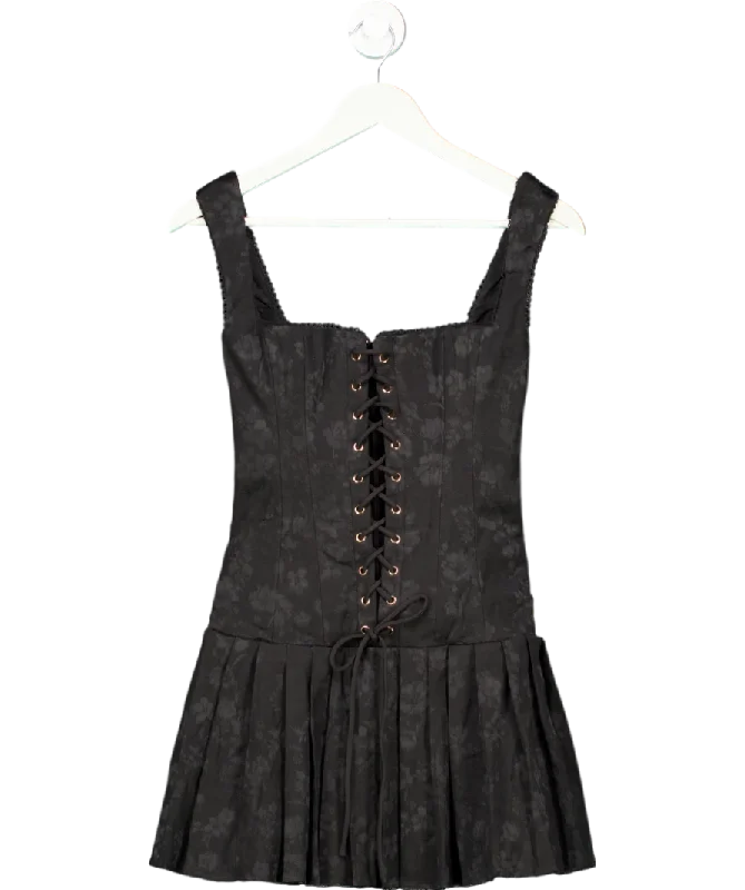 House of CB Talia Black Pleated Mini Dress UK SOne-shoulder Dress