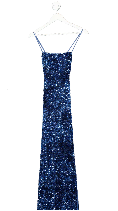 JJ's House Blue Trumpet/mermaid Square Sweep Train Sequin Prom Dresses UK 6School Dress