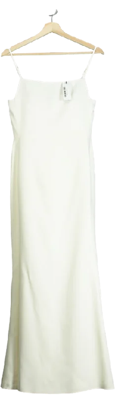 Karen Millen White Compact Stretch Viscose Tailored Square Neck Maxi Dress UK 8Leather Dress