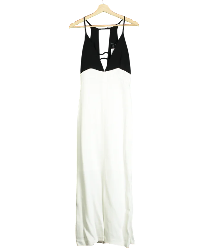 Karen Millen White Premium Viscose Woven Crepe Contrast Panel Midi Dress UK 8Velvet Dress