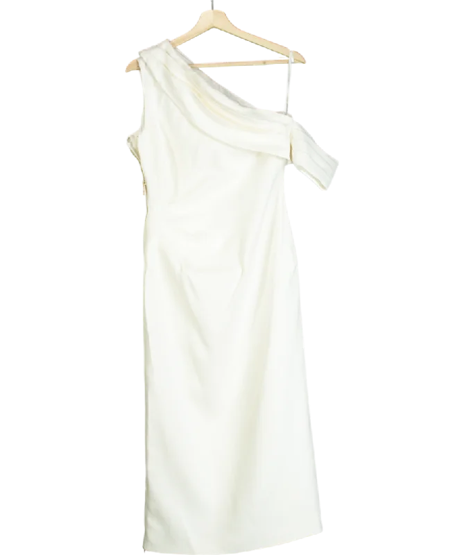 Karen Millen White Tailored One Shoulder Folded Maxi Dress UK 8Sleeveless Dress