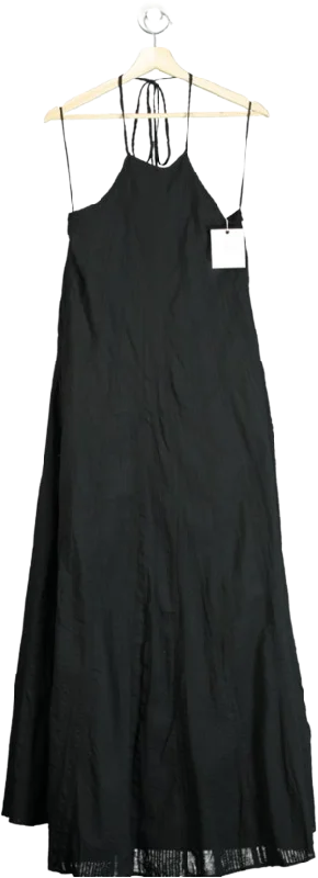 L'academie Black The Phila Halter Neck Maxi Dress UK XSDenim Dress