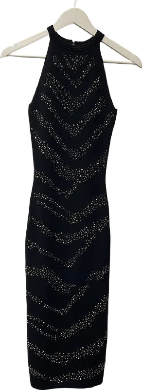 lipsy london Lipsy Black Embellished Halter Midi Dress UK 6Wrap Dress